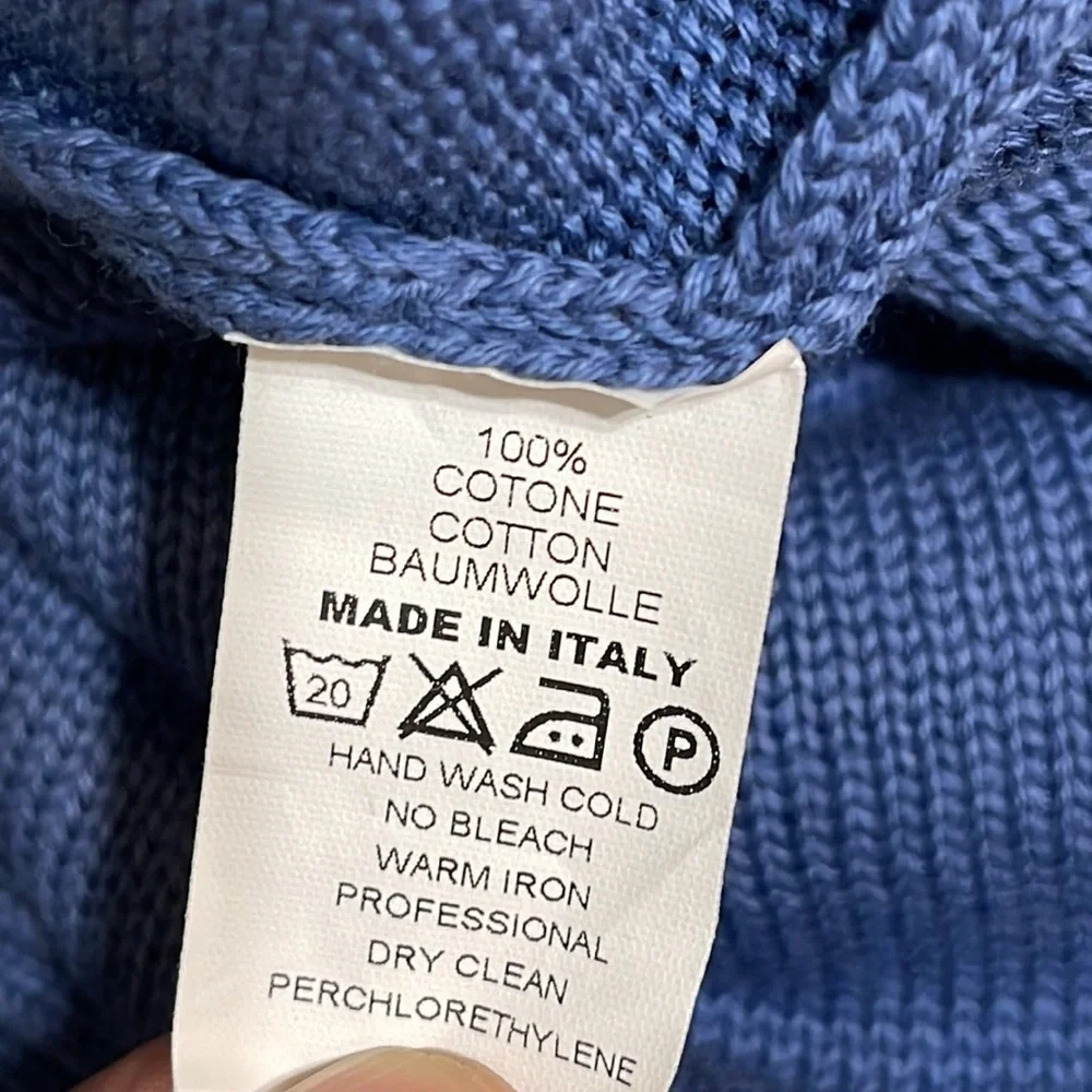 Gran Sasso Woman Blue V Neck Sweater Made in Italy Size 14 - Picture 7 of 9